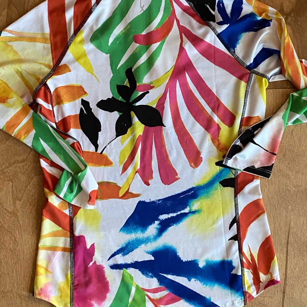 Ralph Lauren RLX  Multicolor Floral Quarter Zip Top Small Active Wear Golf - Picture 2 of 8